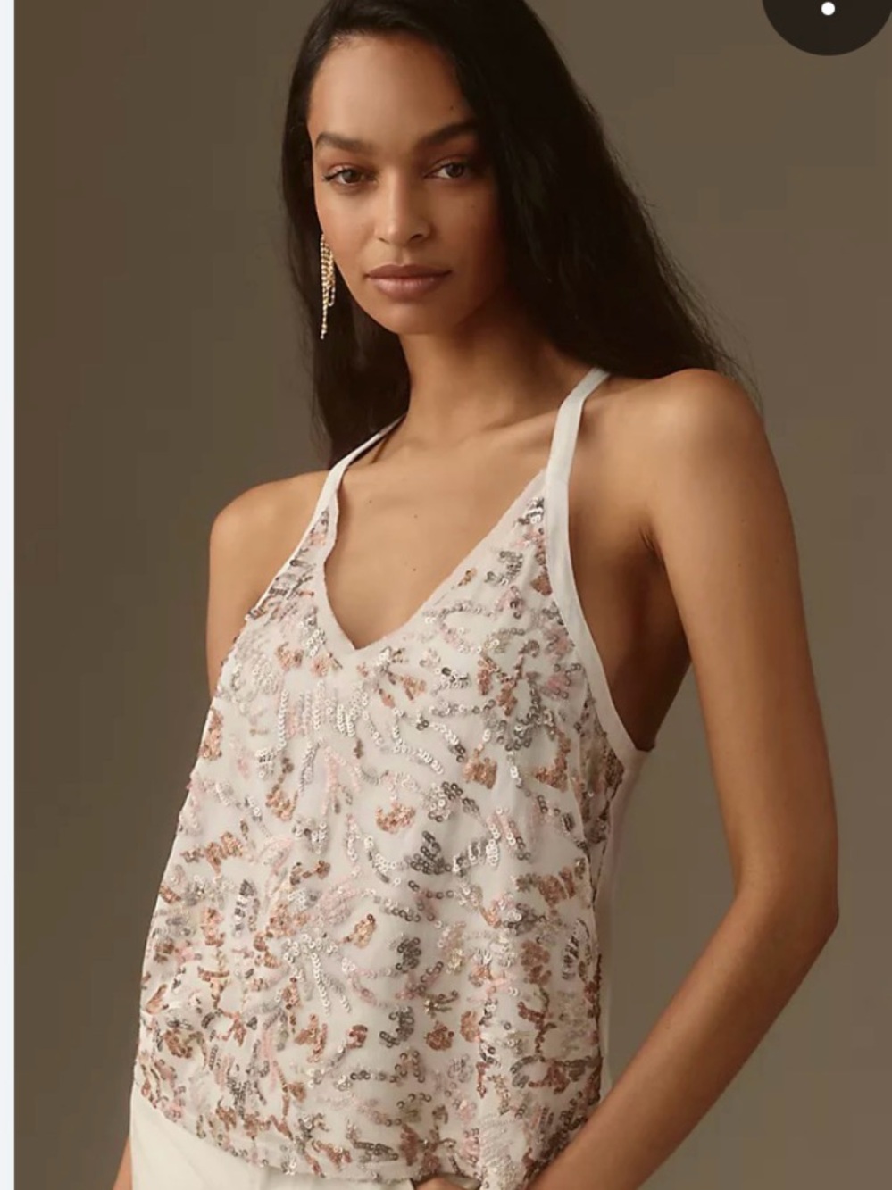 Anthropologie Sequin Embellished V-Neck Cami - Size Small